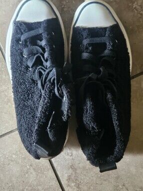 Steve Madden Black Fuzzy Lace-Up Sneakers